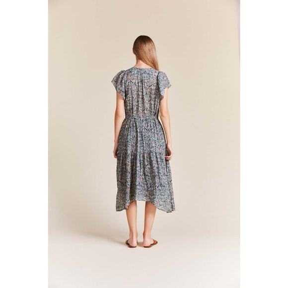 Trovata Birds of Paradis Kristi Dress Sea Mist Floral XS Cotton Blend Midi - Picture 4 of 12